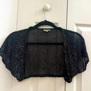 2000s Y2K Flashback Beaded Bolero Shrug Crop Cardigan Iridescent Size Medium